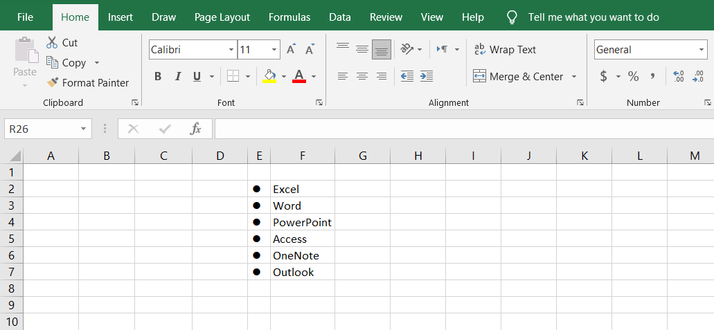 wingding list - 7 modi per creare un elenco puntato in Microsoft Excel