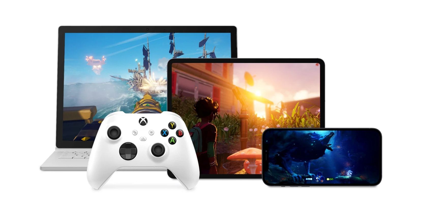 XBox cloud gaming shown on various devices