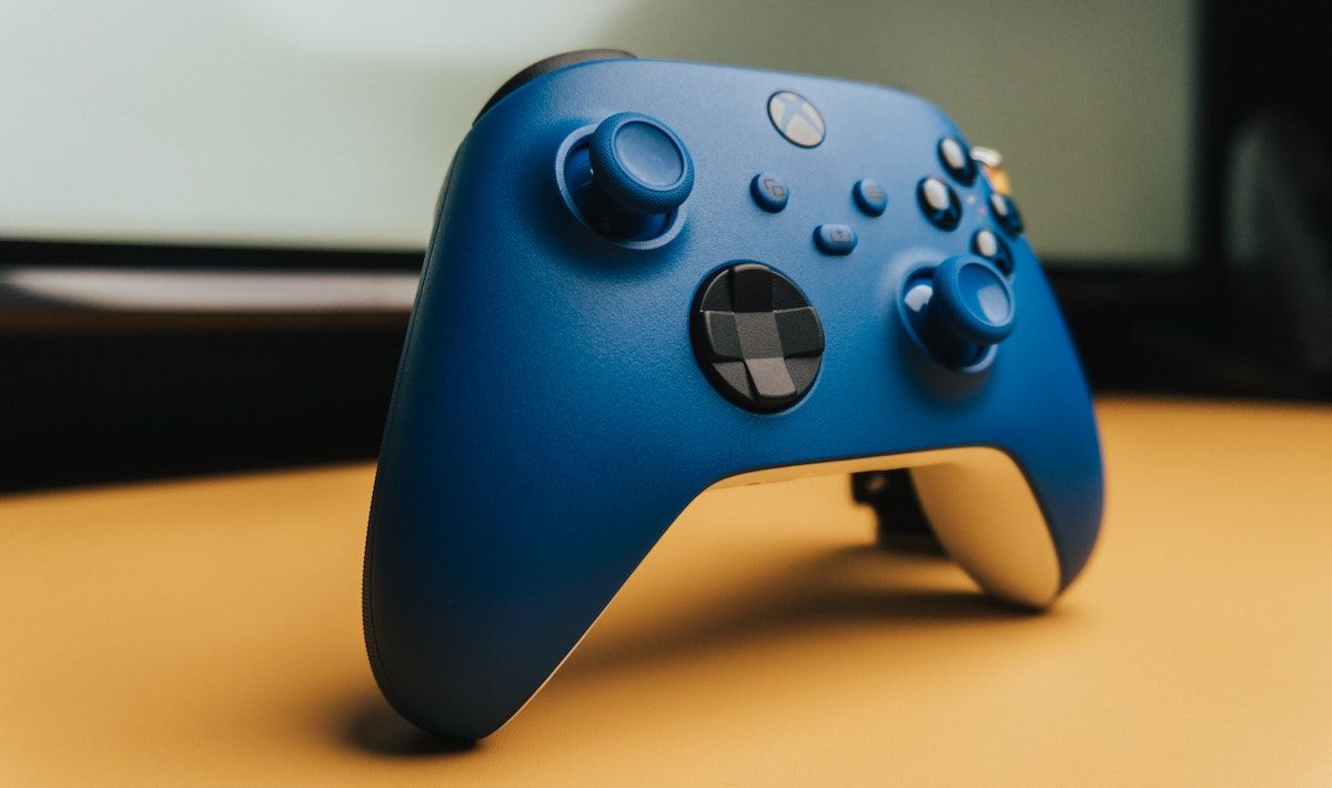 An Xbox Series X controller in blue.