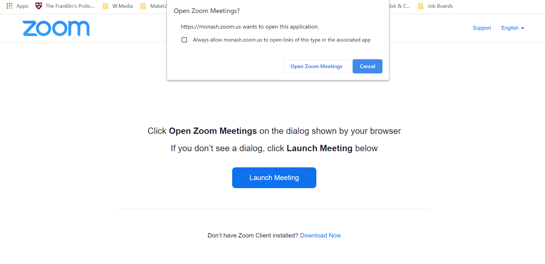 Zoom browser join meeting