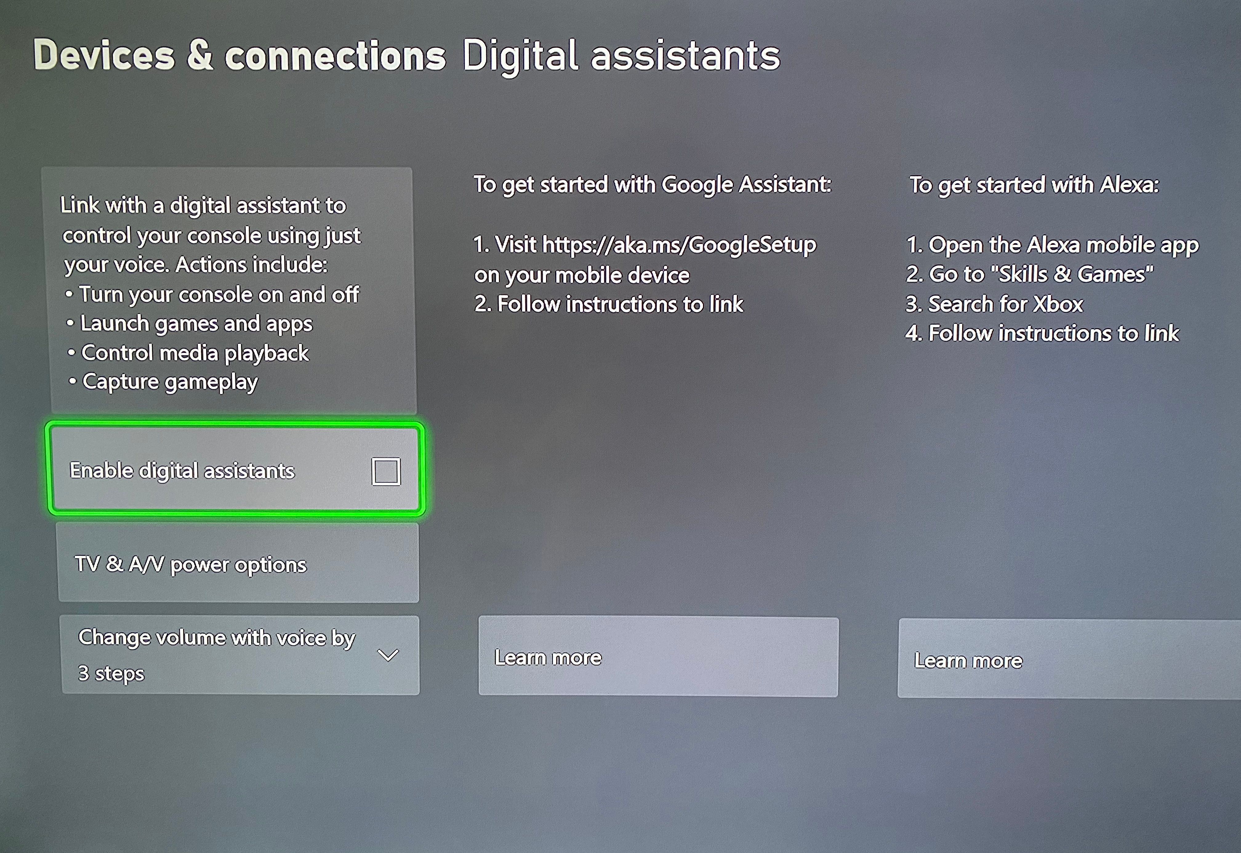 Configuration de l'assistant numérique Xbox
