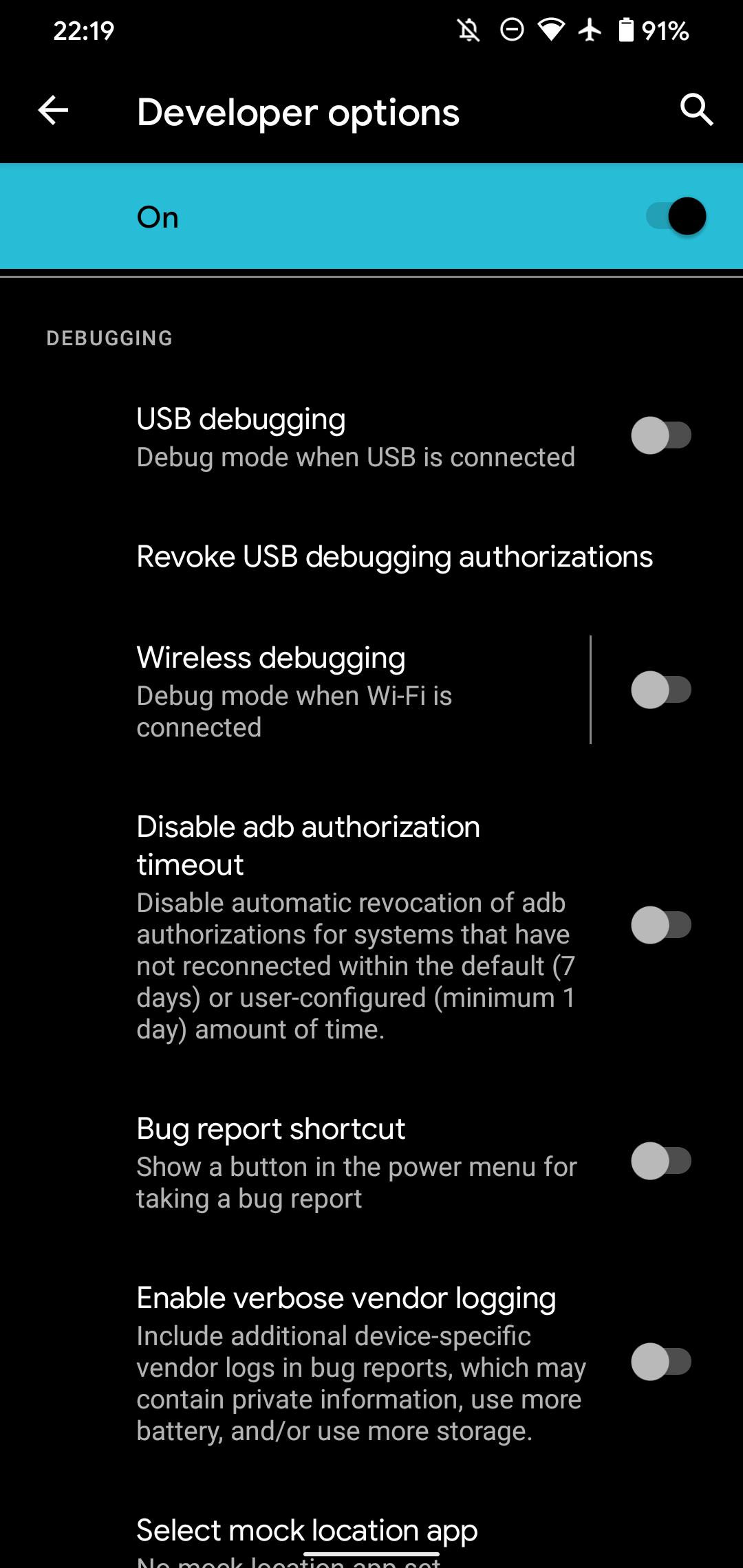 Android USB Debugging Developer