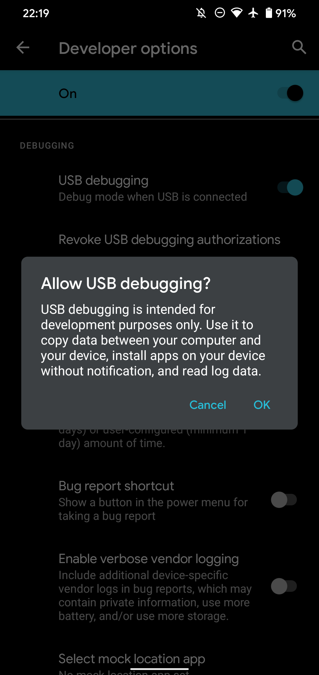 Android USB Debugging Confirm