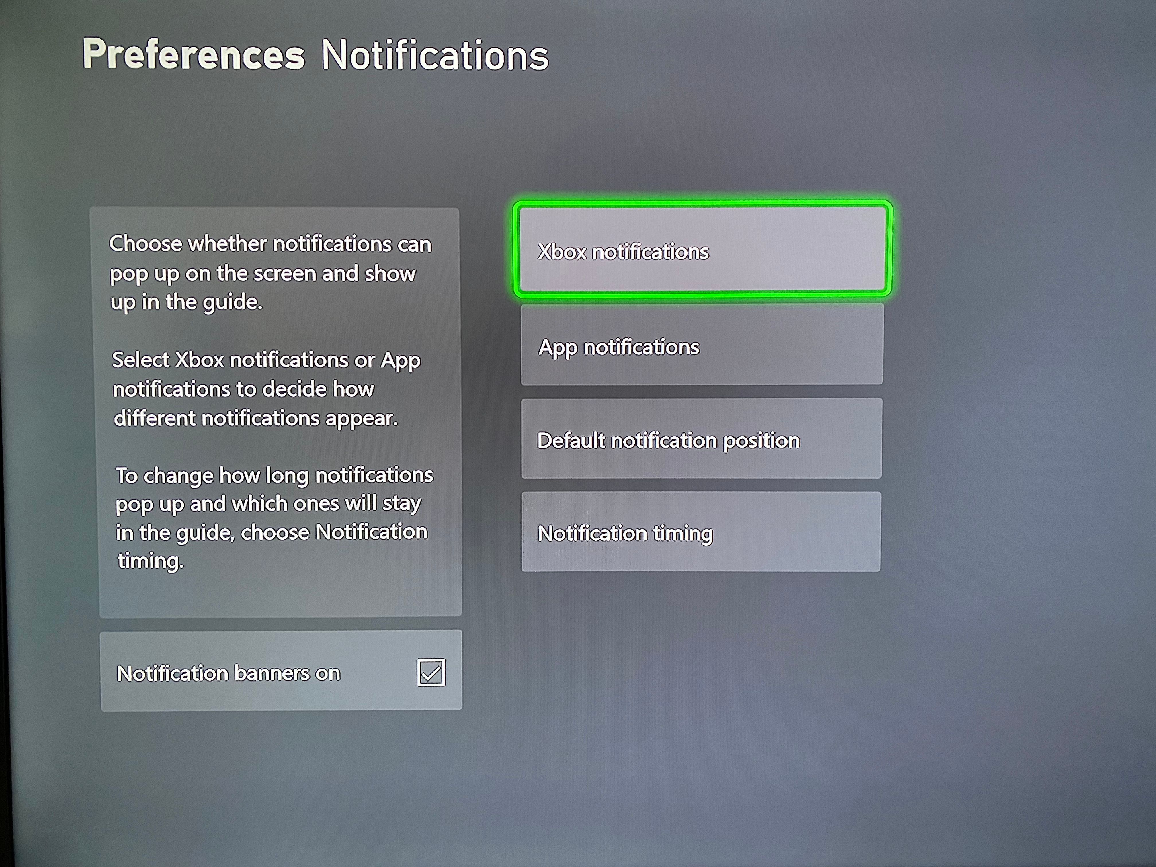Notifications d'ajustement Xbox