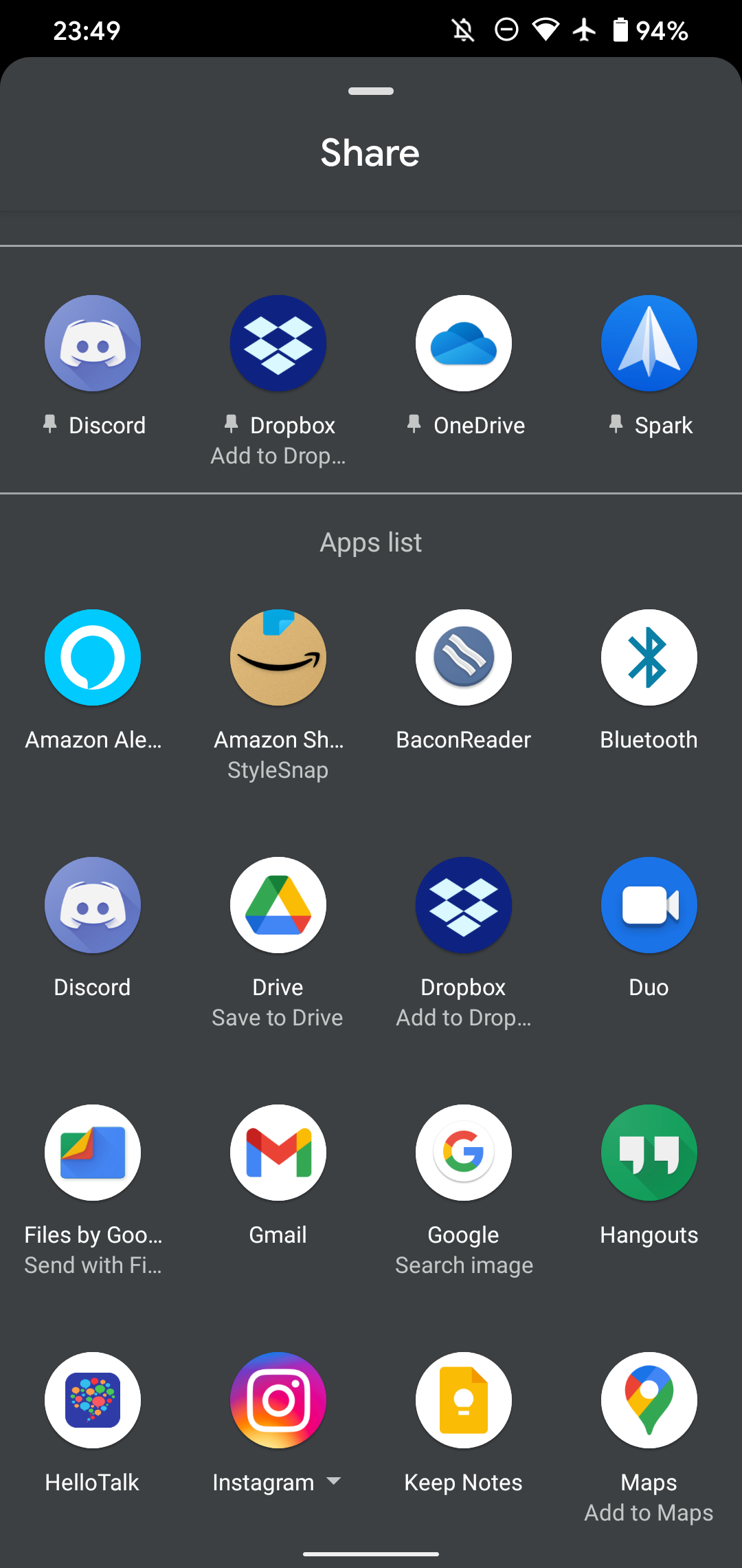 Android Choose Sharing App