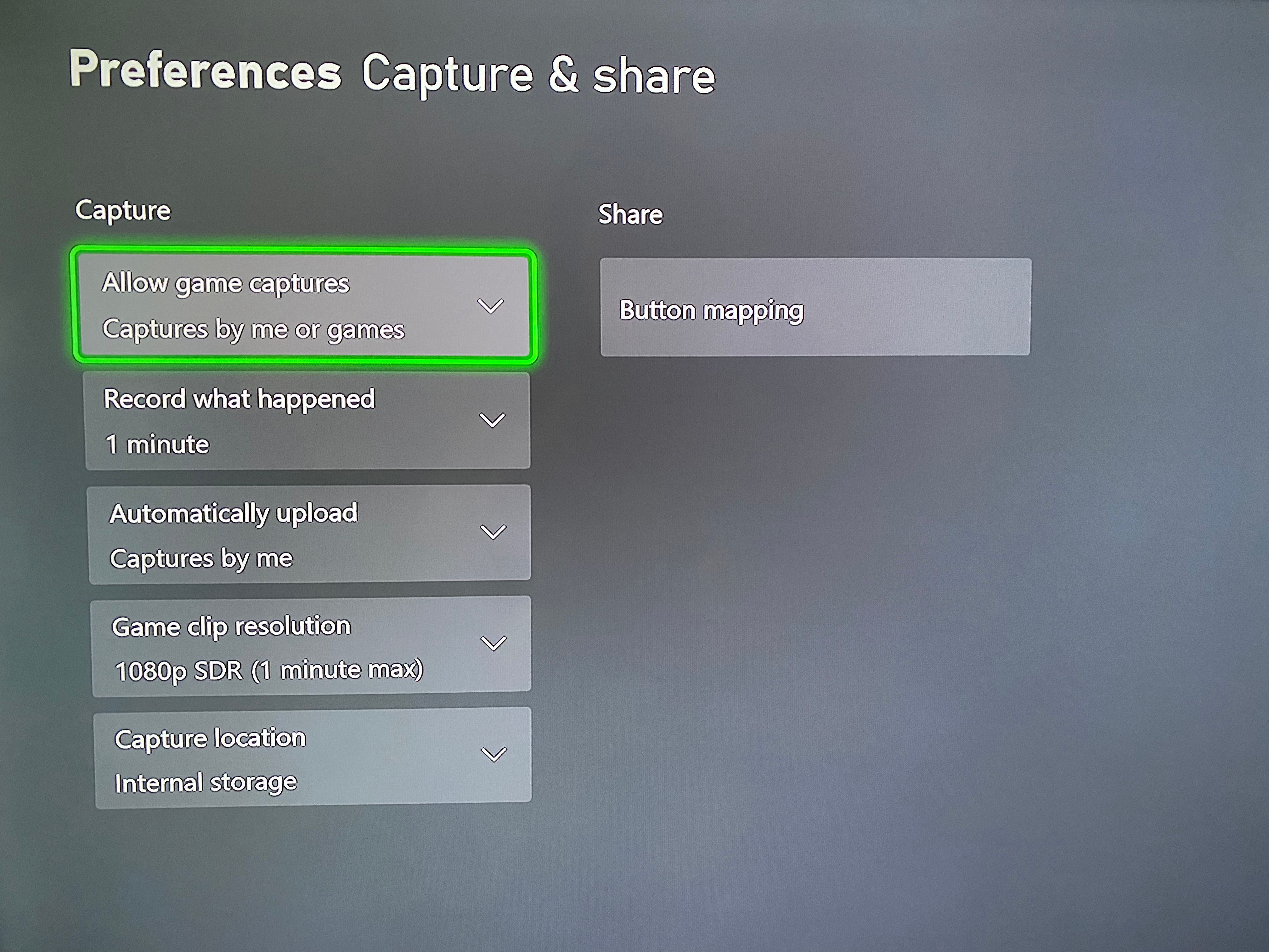 Préférences de capture Xbox