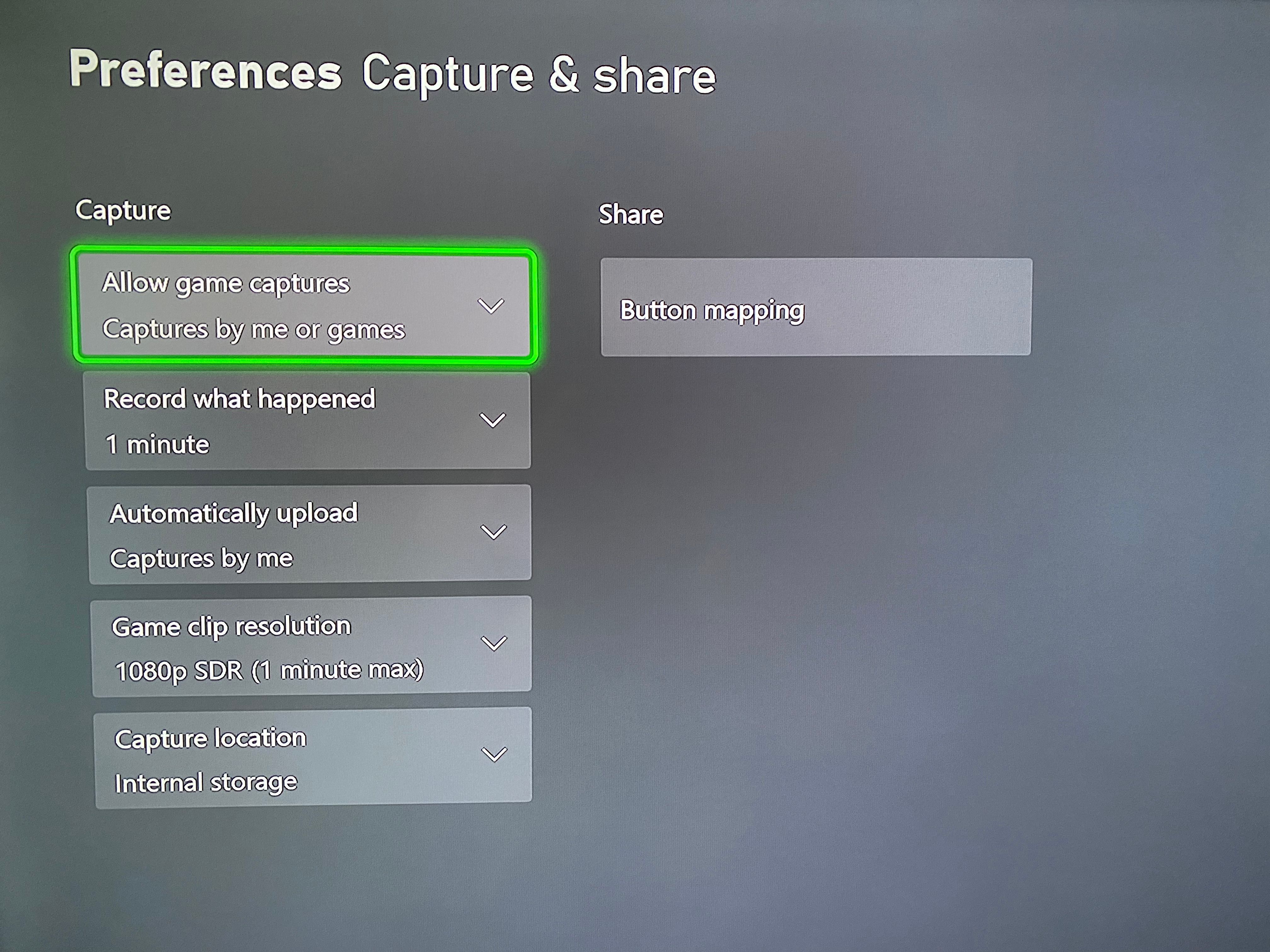 Xbox Capture Preferences