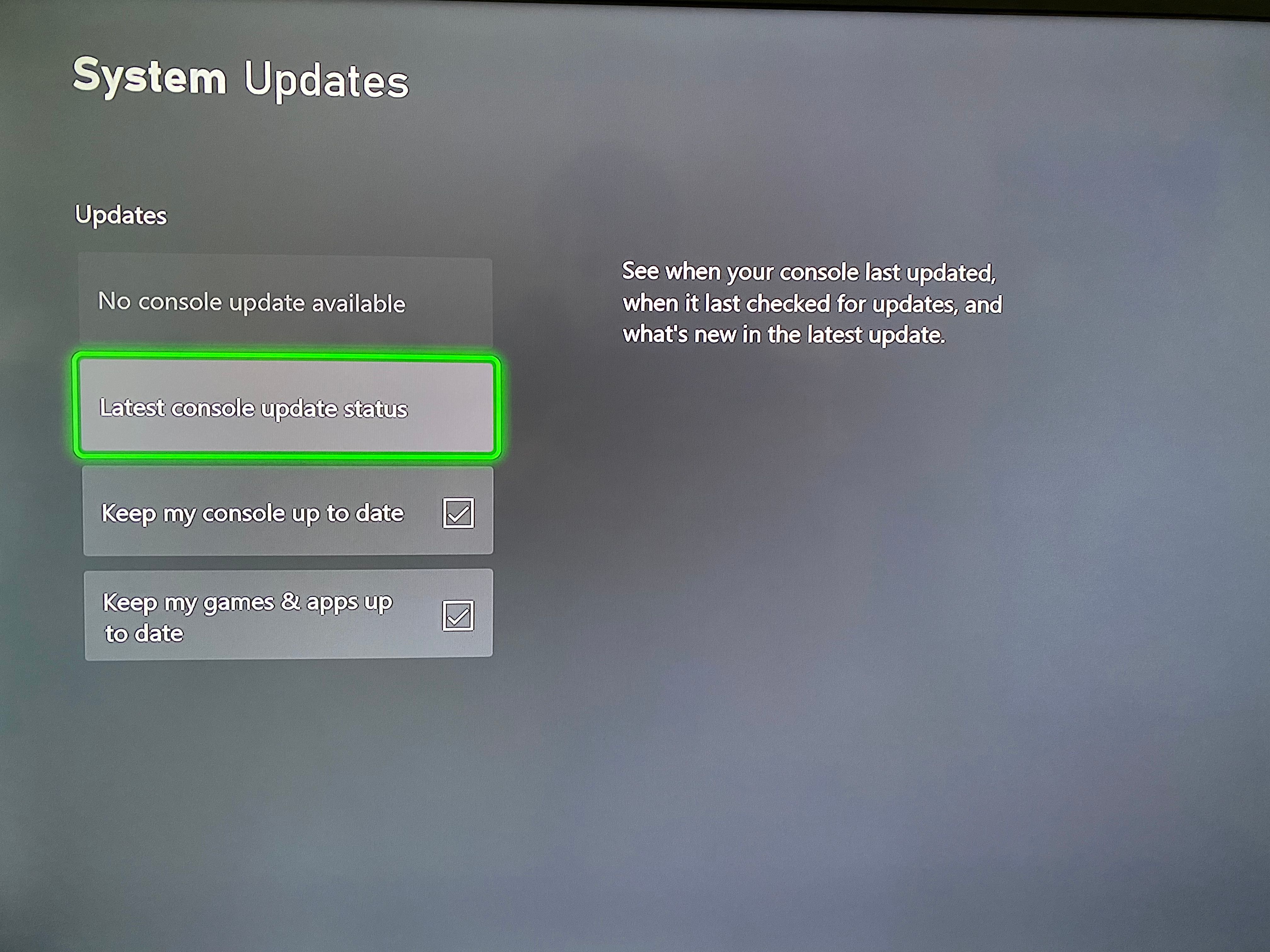 Xbox One Check Updates