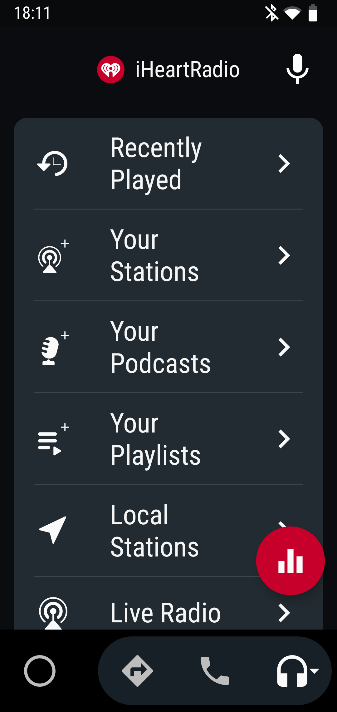 Android Auto iHeartRadio List