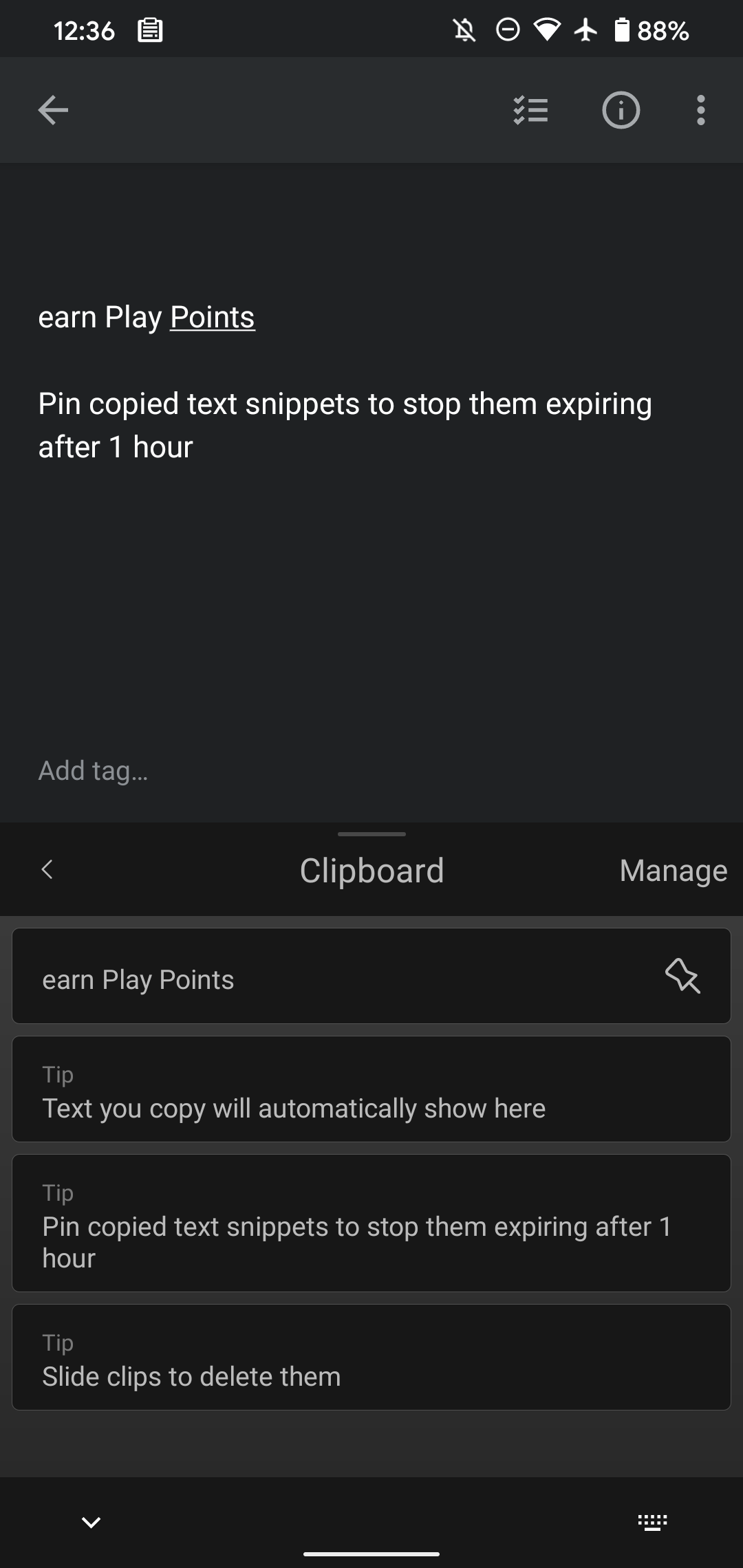 how to save to clipboard on lg android