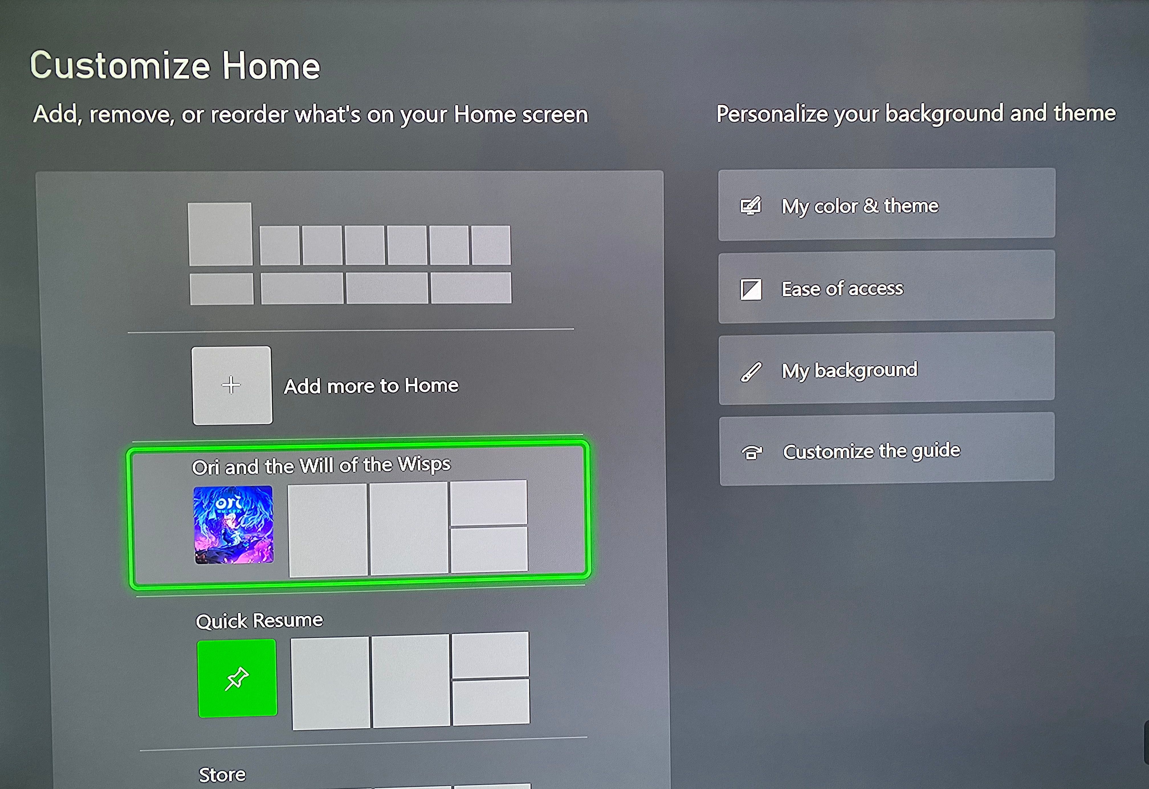 how to customize the xbox one s home screen