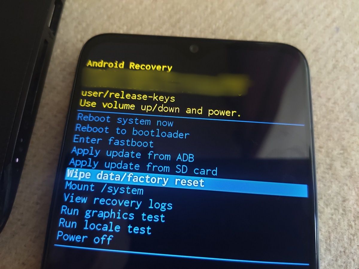 Android recovery mode page options