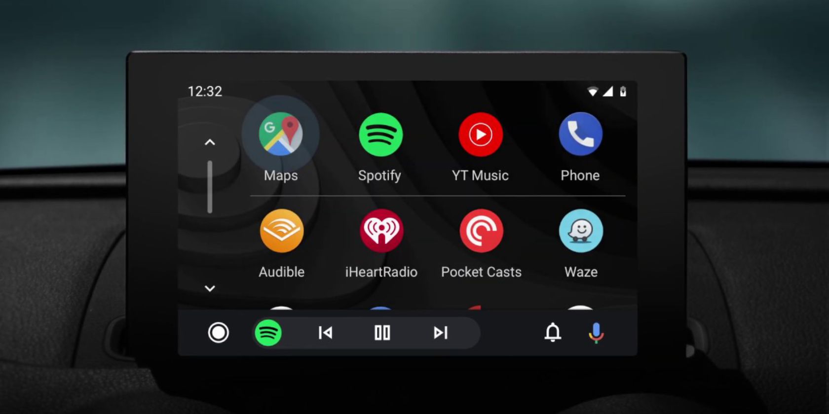 Tampilan close-up Android Auto sedang digunakan