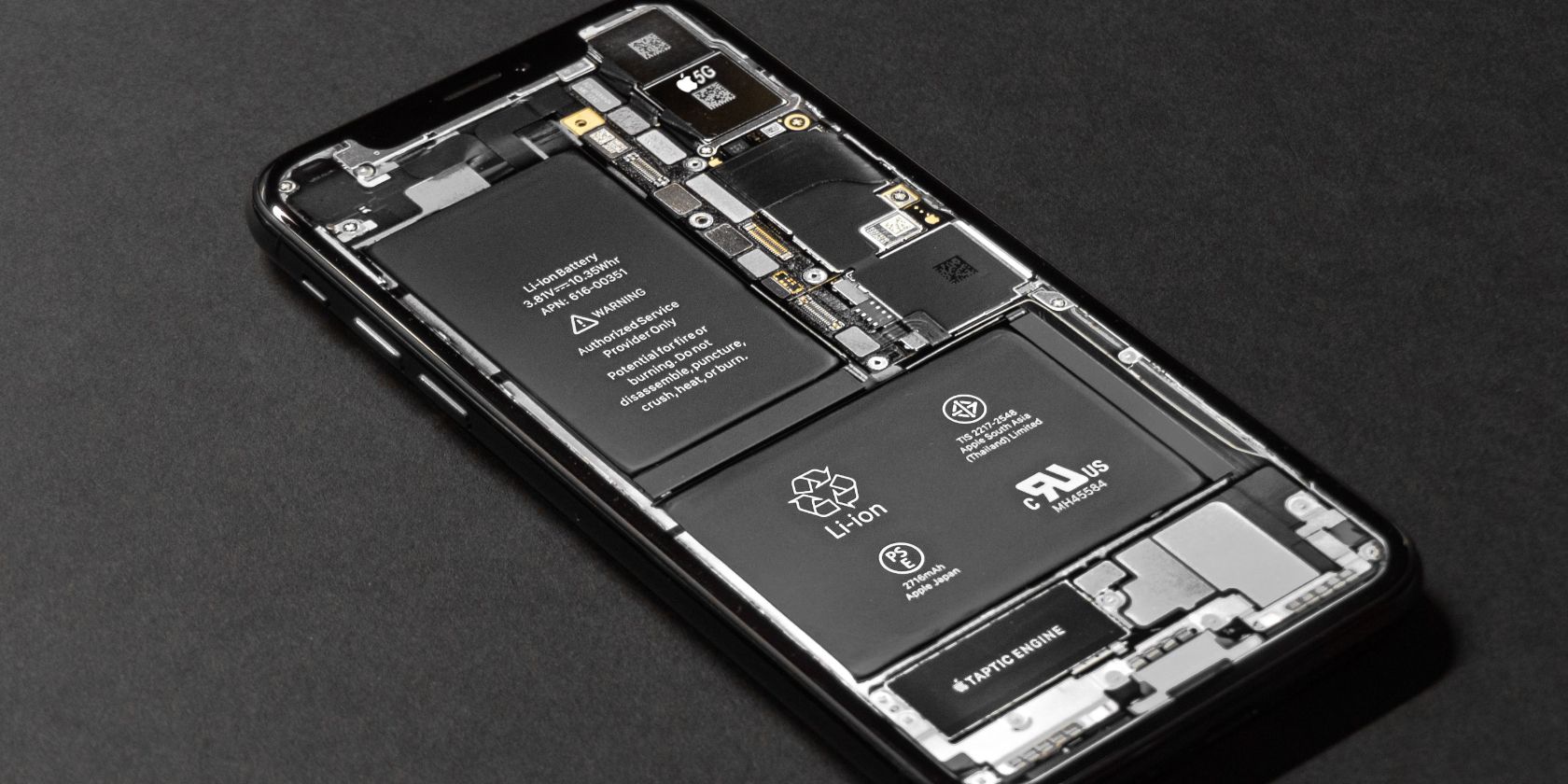 A close-up of the insides of an iPhone with what Apple's own modem could look like
