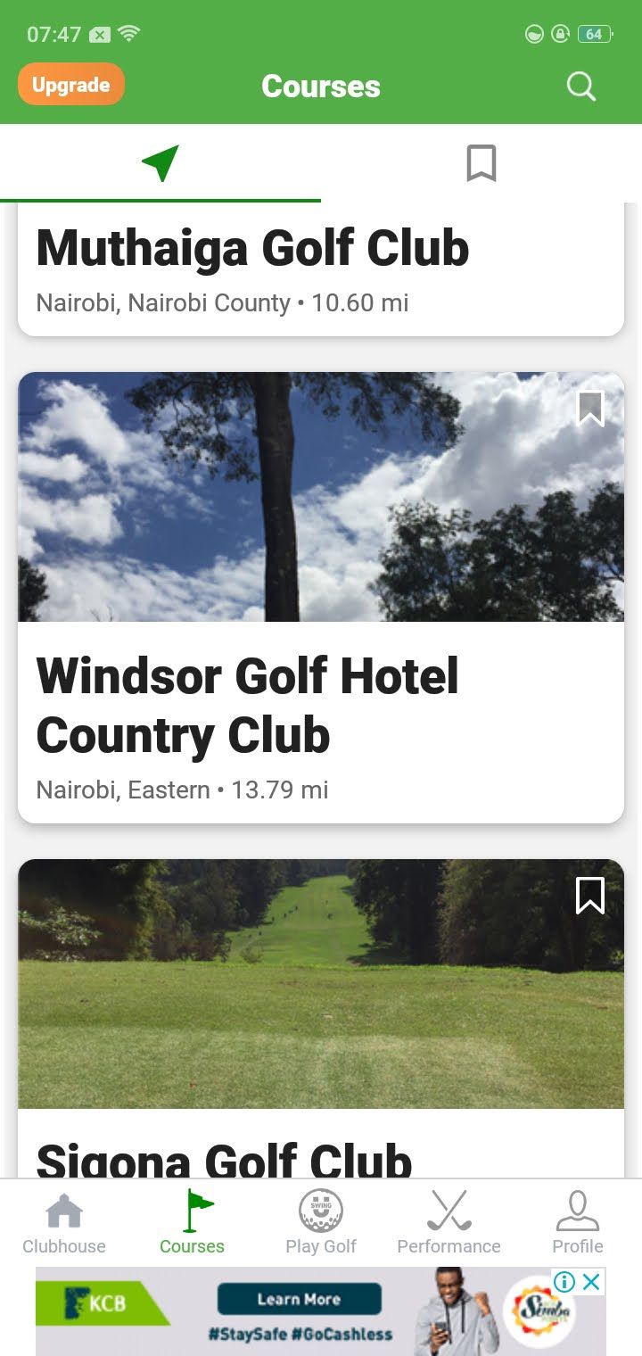 Available golf courses on SwingU