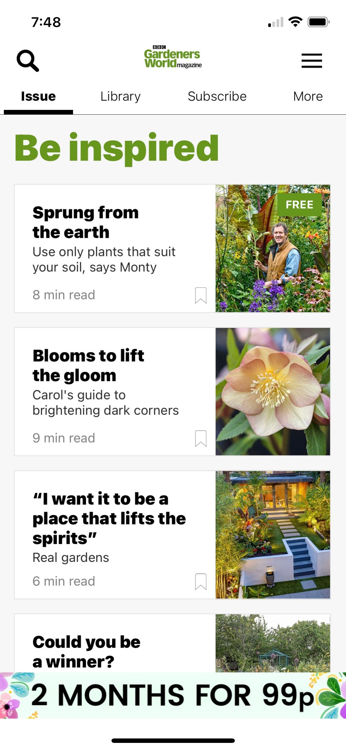 BBC Garden App Explore Page