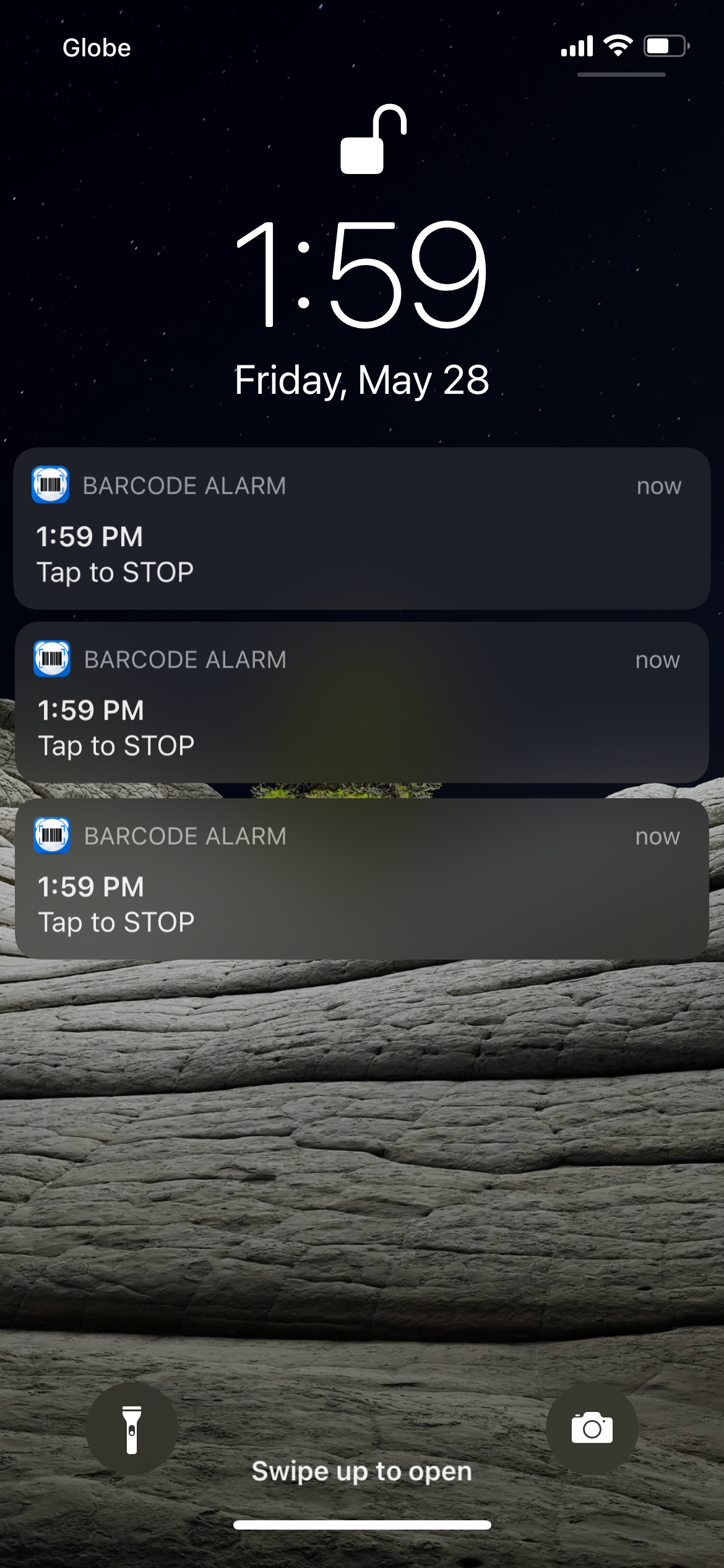 Barcode Alarm Clock Notifications