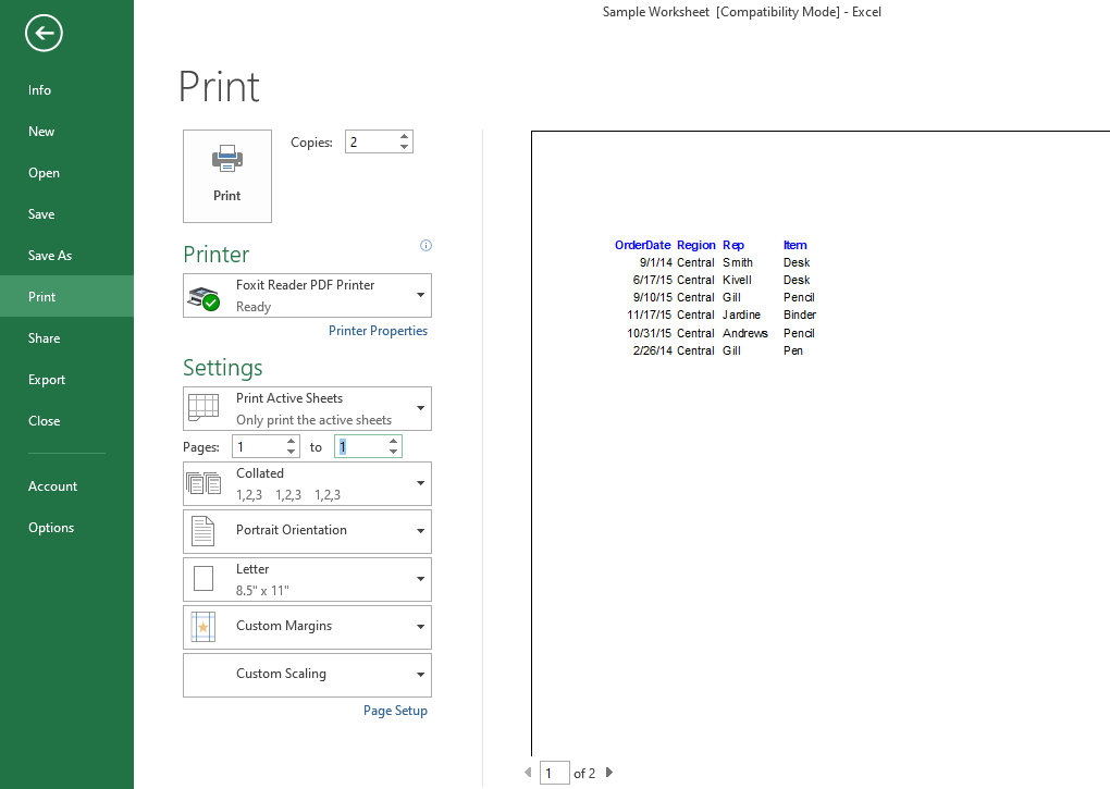 Changing Active Number of Printing Sheet Settings - Stampa di un foglio di calcolo Excel: tutto ciò che devi sapere