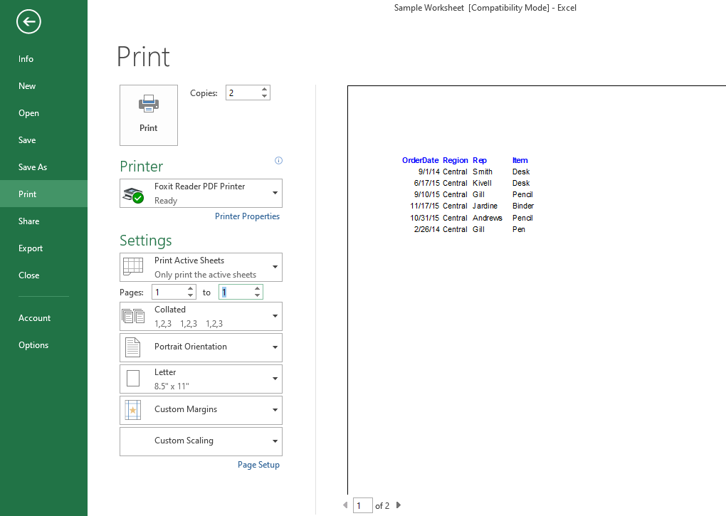 Changing Active Number of Printing Sheet Settings