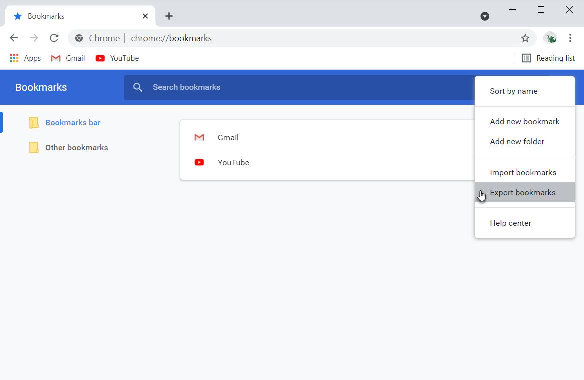 Export and Import Chrome Bookmarks from here