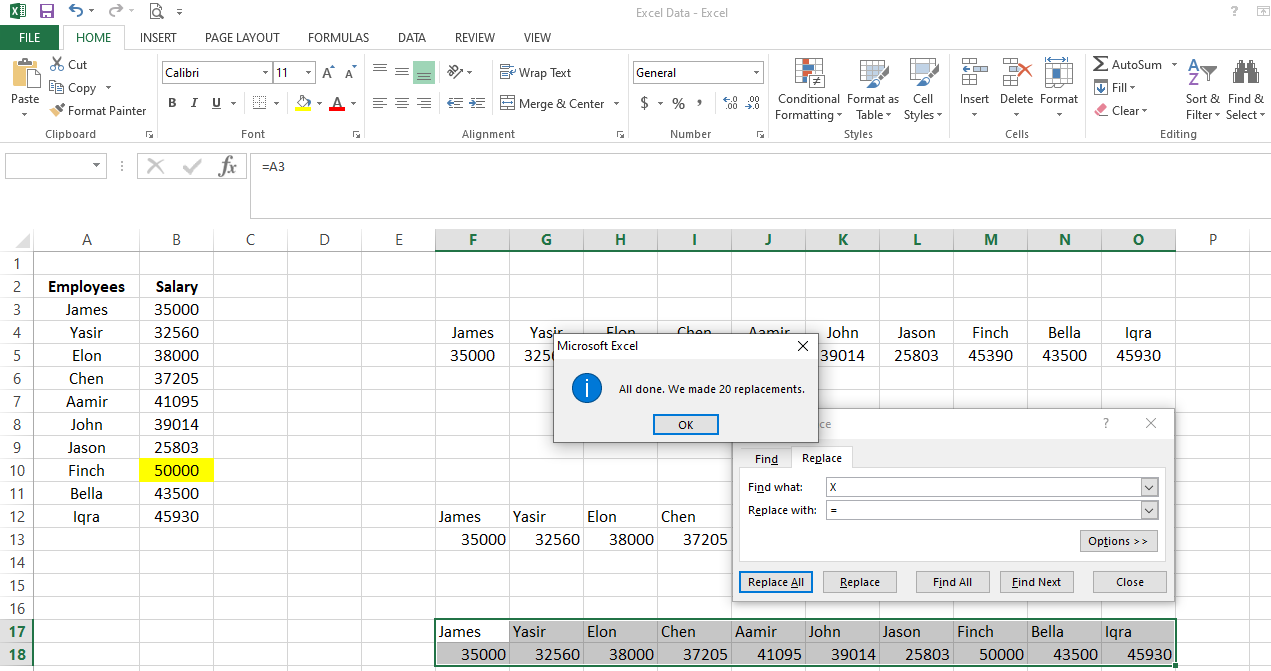 Clicking Ok in Dialogue - 3 modi per trasporre i dati orizzontalmente in Excel
