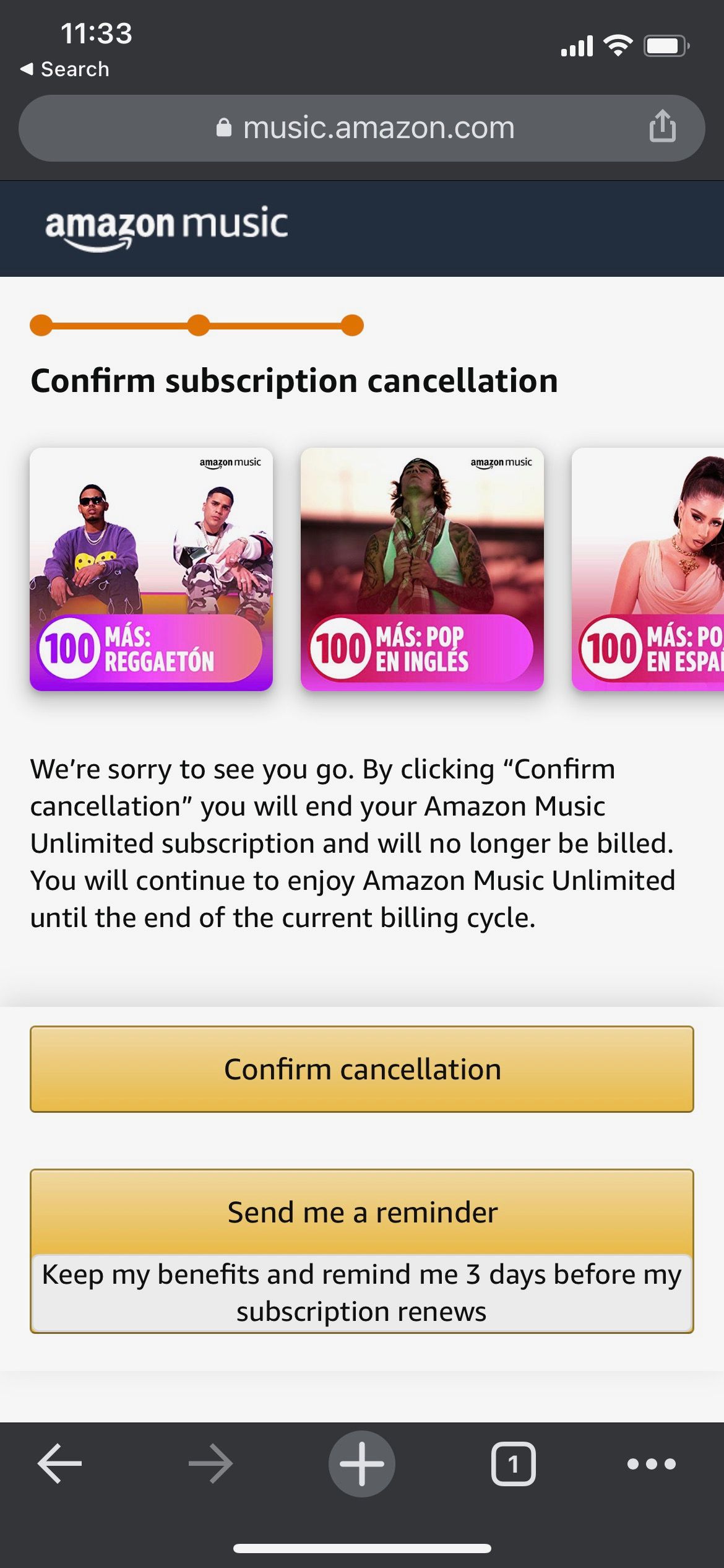 cancelling amazon music