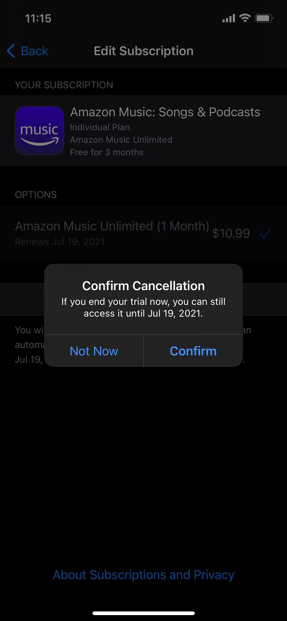 how to cancel amazon music