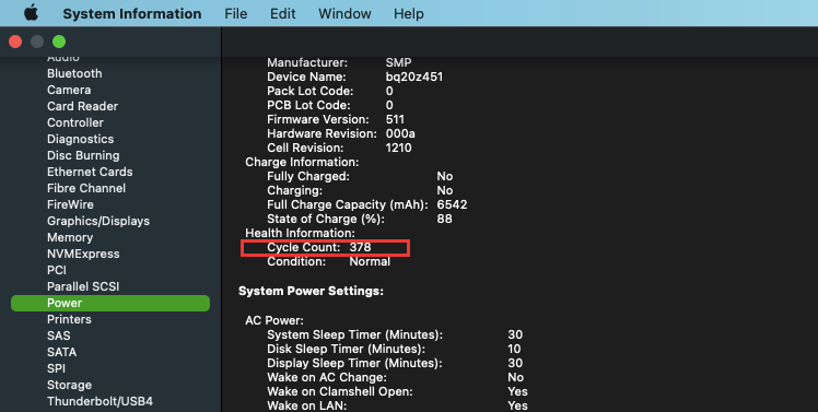 Cycle Count in System Information