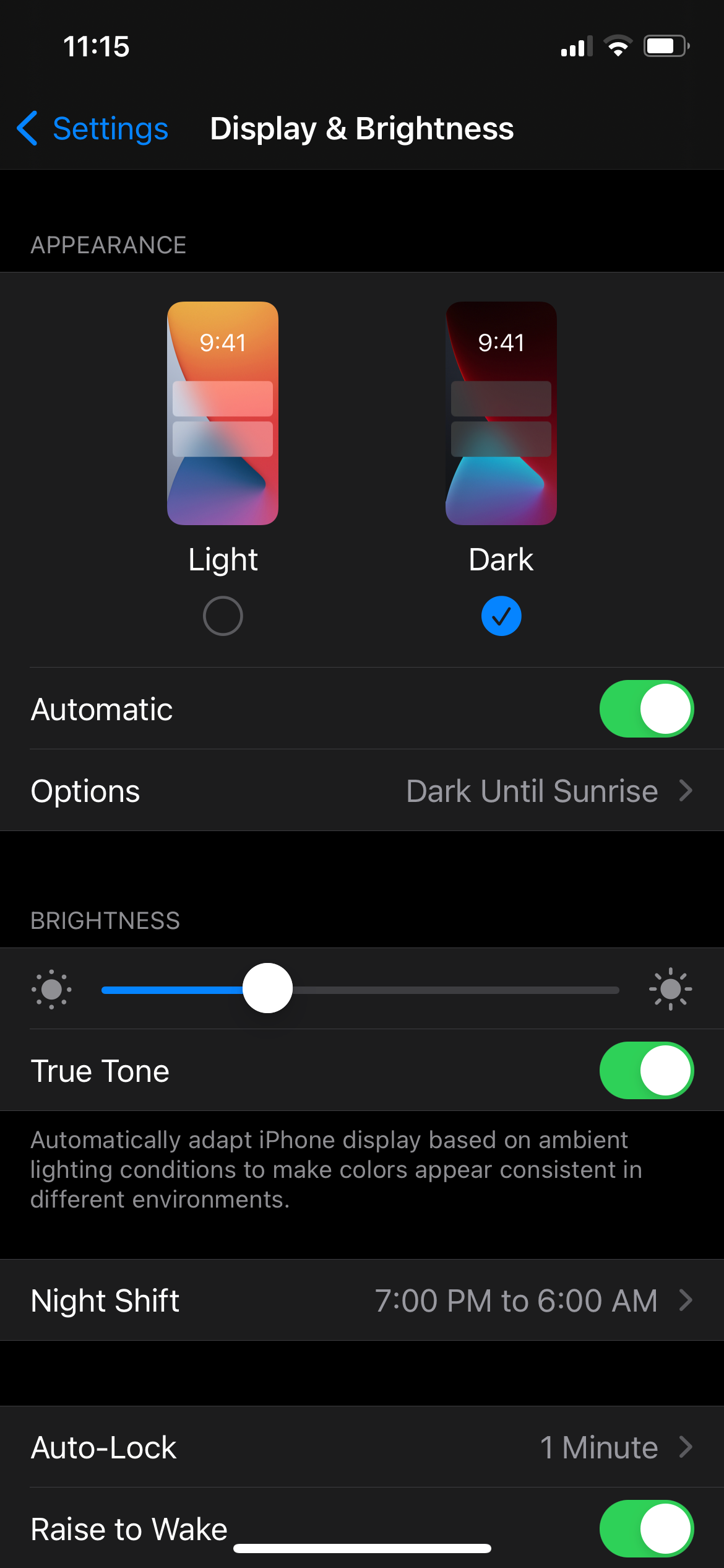 iPhone Dark Mode Option