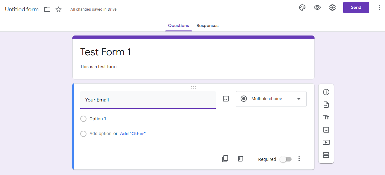 Different Options in Google Forms
