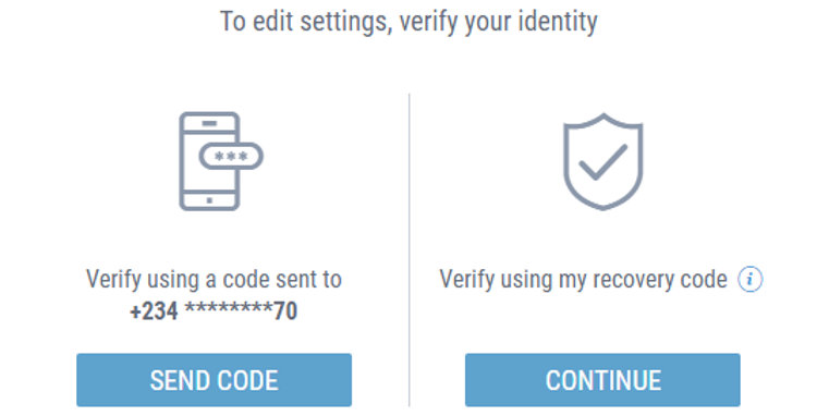 Edit two-step verification settings