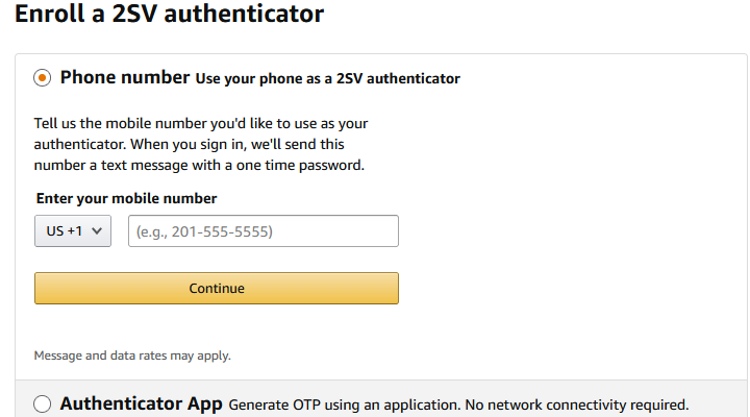 So halten Sie Ihr Amazon-Konto sicher - Enroll a 2SV authenticator