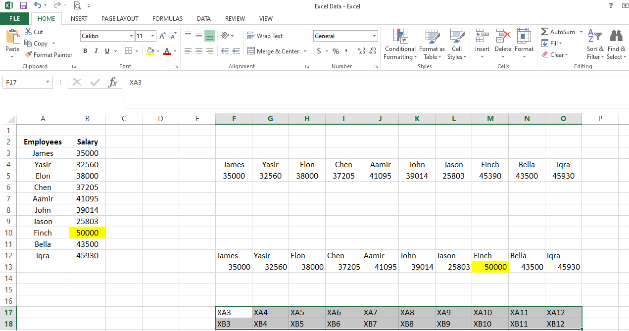 Entries Populated Successfully - 3 modi per trasporre i dati orizzontalmente in Excel