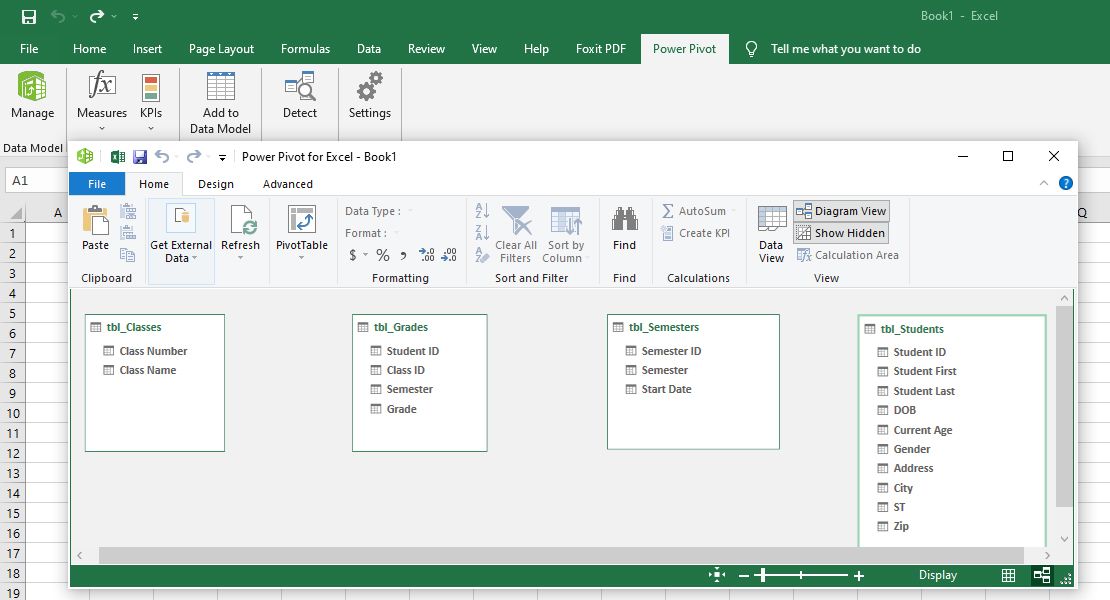 column headers grouped