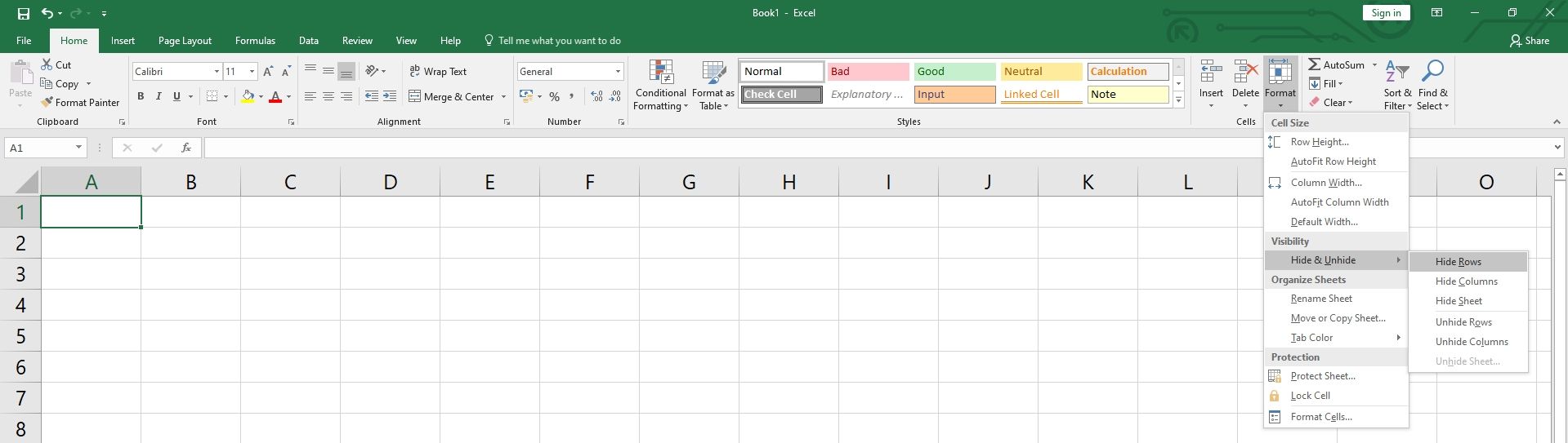 Hiding data in Excel