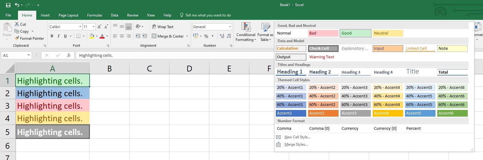 Excel highlight cells