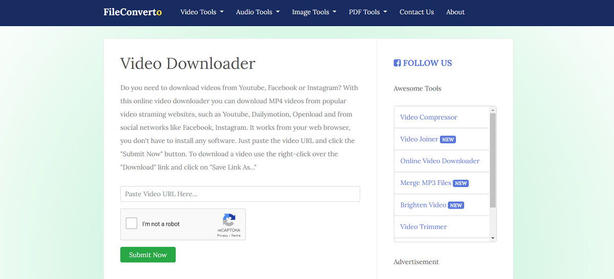 Fileconverto video downloader