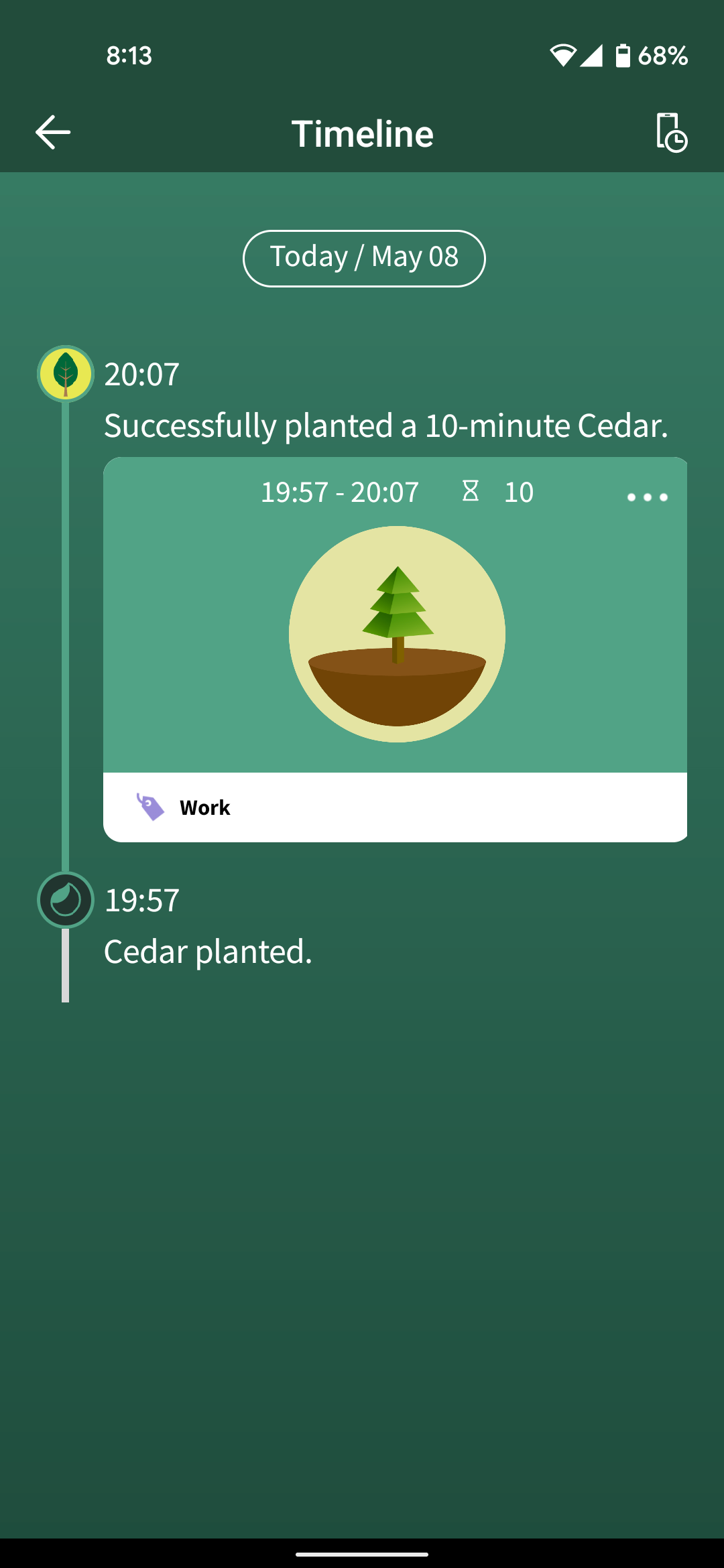 Your Forest app timeline