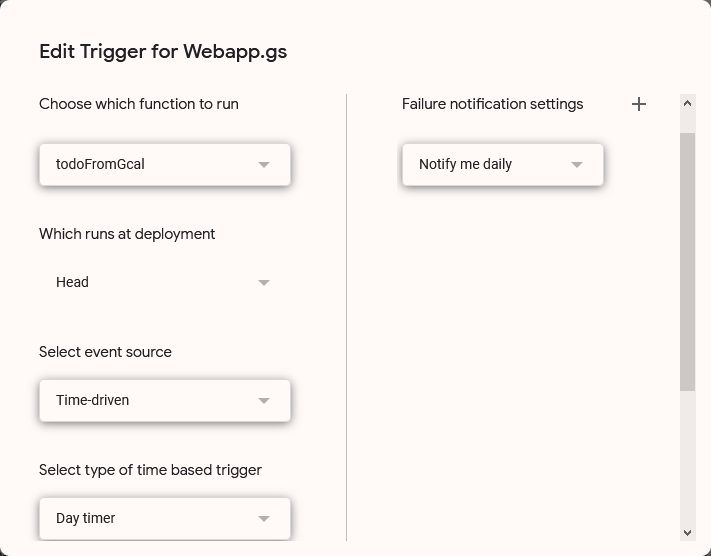 Adding a trigger in the Habitica Lite + Email Google Apps Script that enables Google Calendar to send info to Habitica