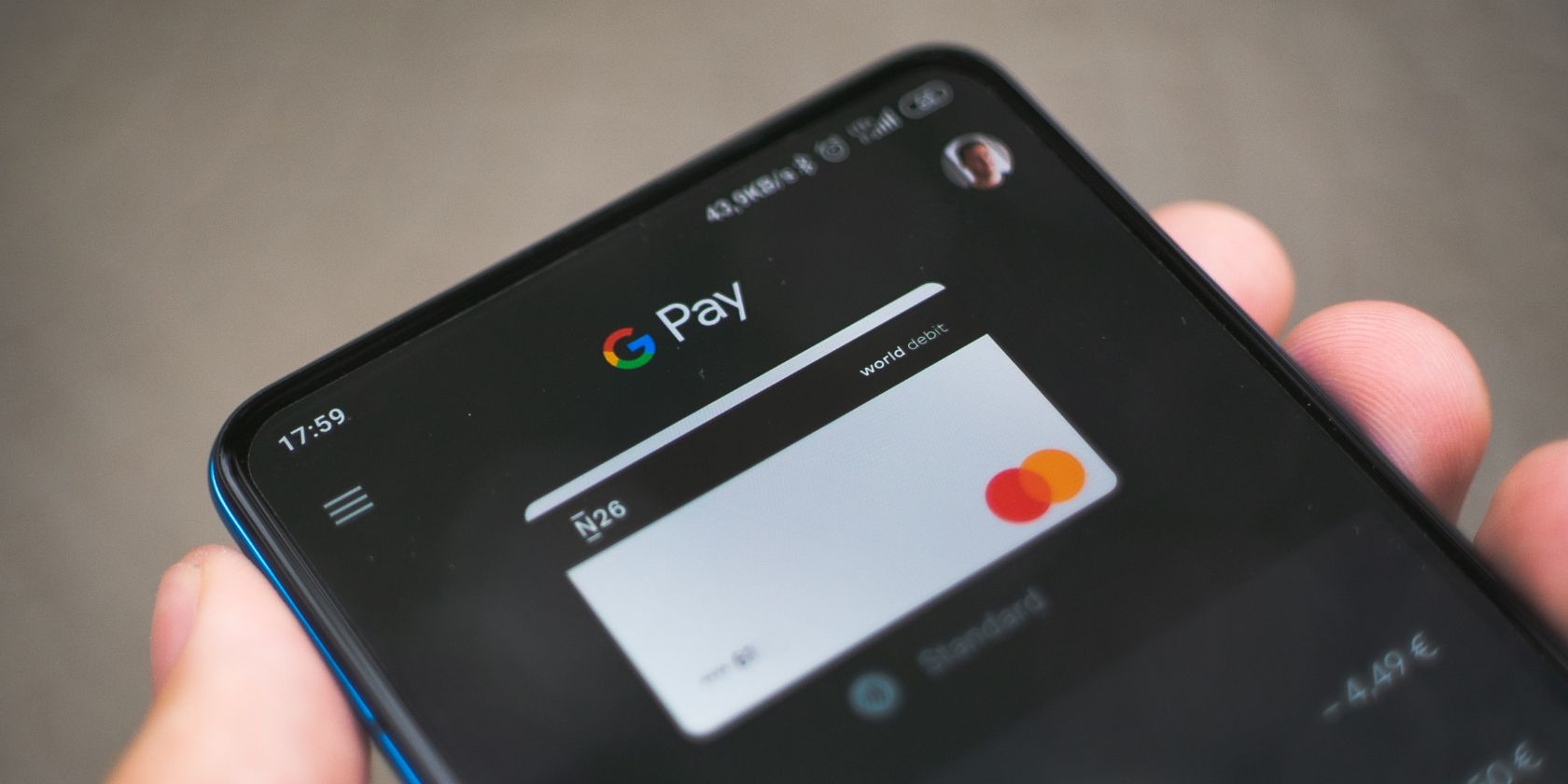 Close-up of Google Pay being used on an Android phone