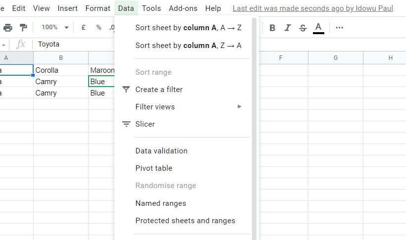 Google Sheets protected sheets and ranges option