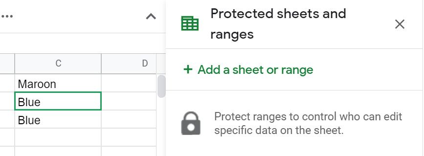 Google Sheets protected ranges settings
