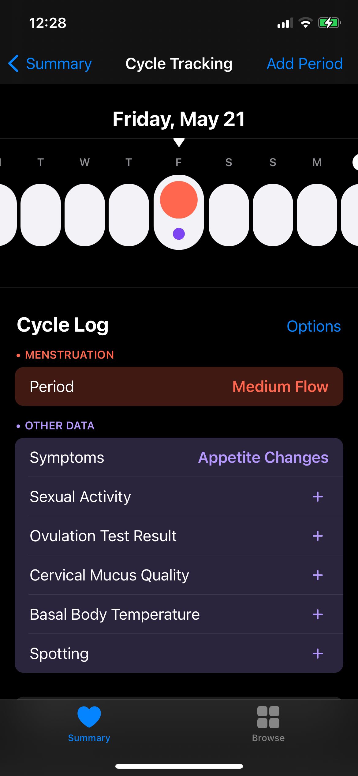Health App Cycle Tracker Log