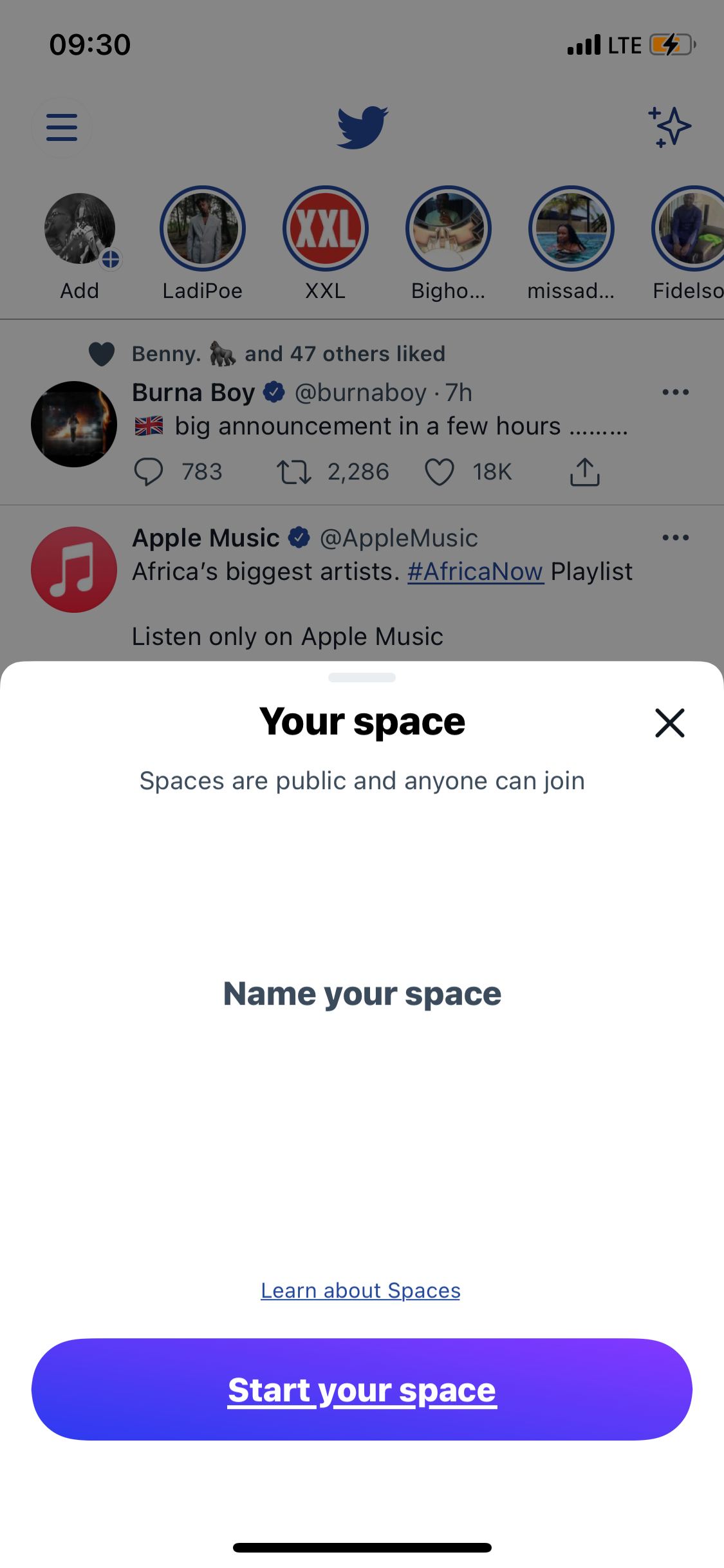Twitter your space