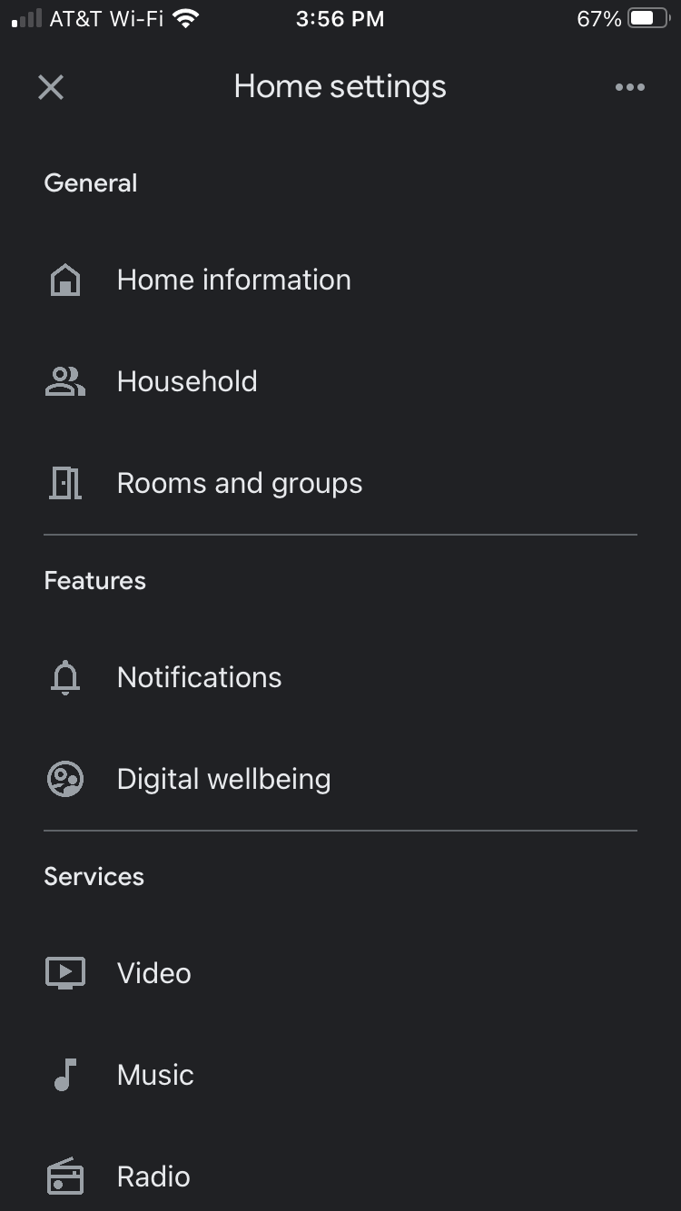 Selecting notifications in Google Home app