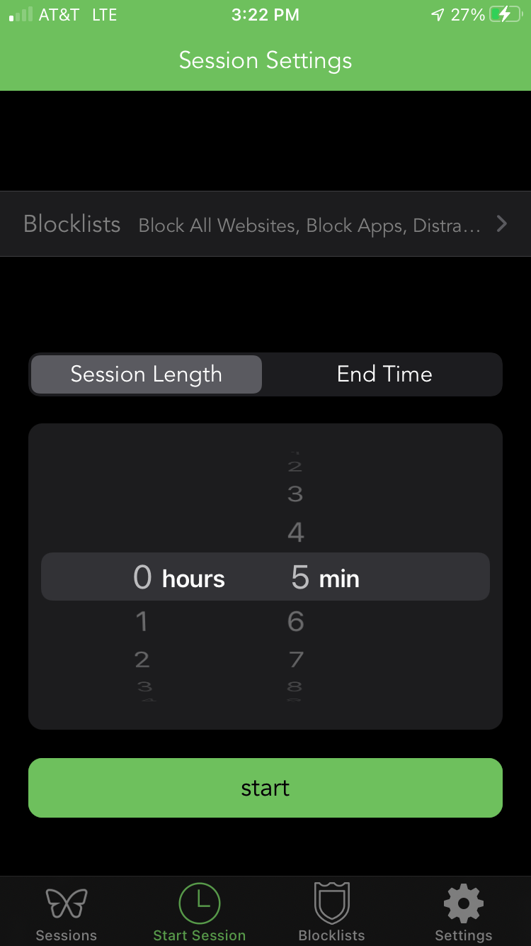 Setting time limit on Freedom app