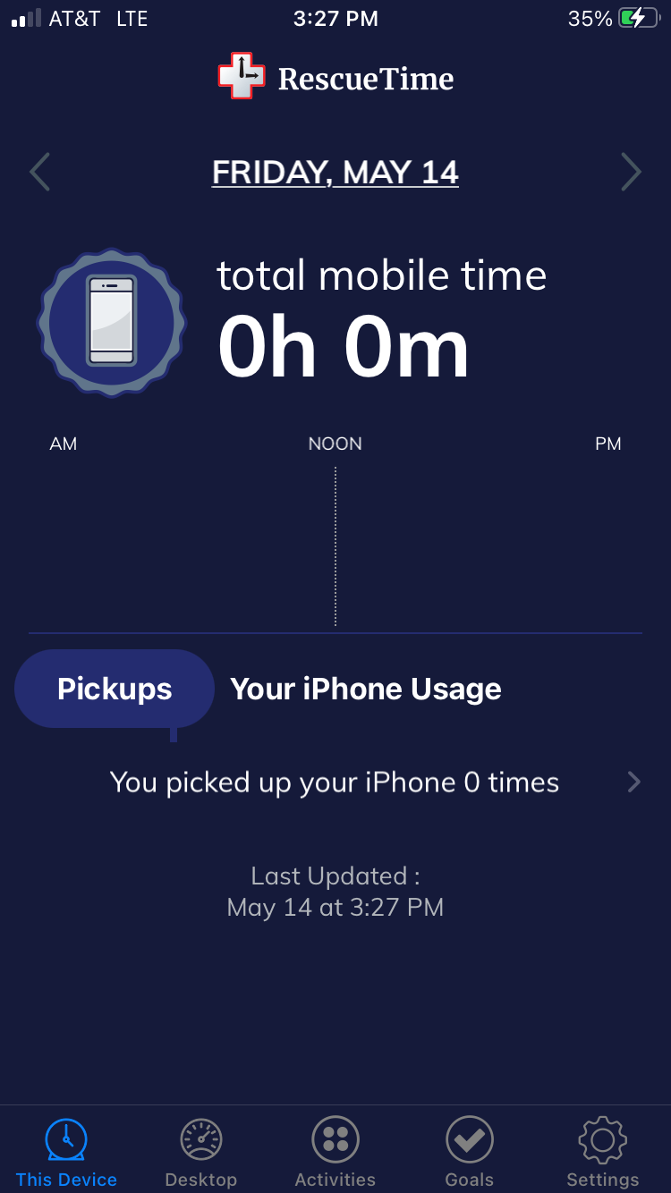 Tracking time in RescueTime app
