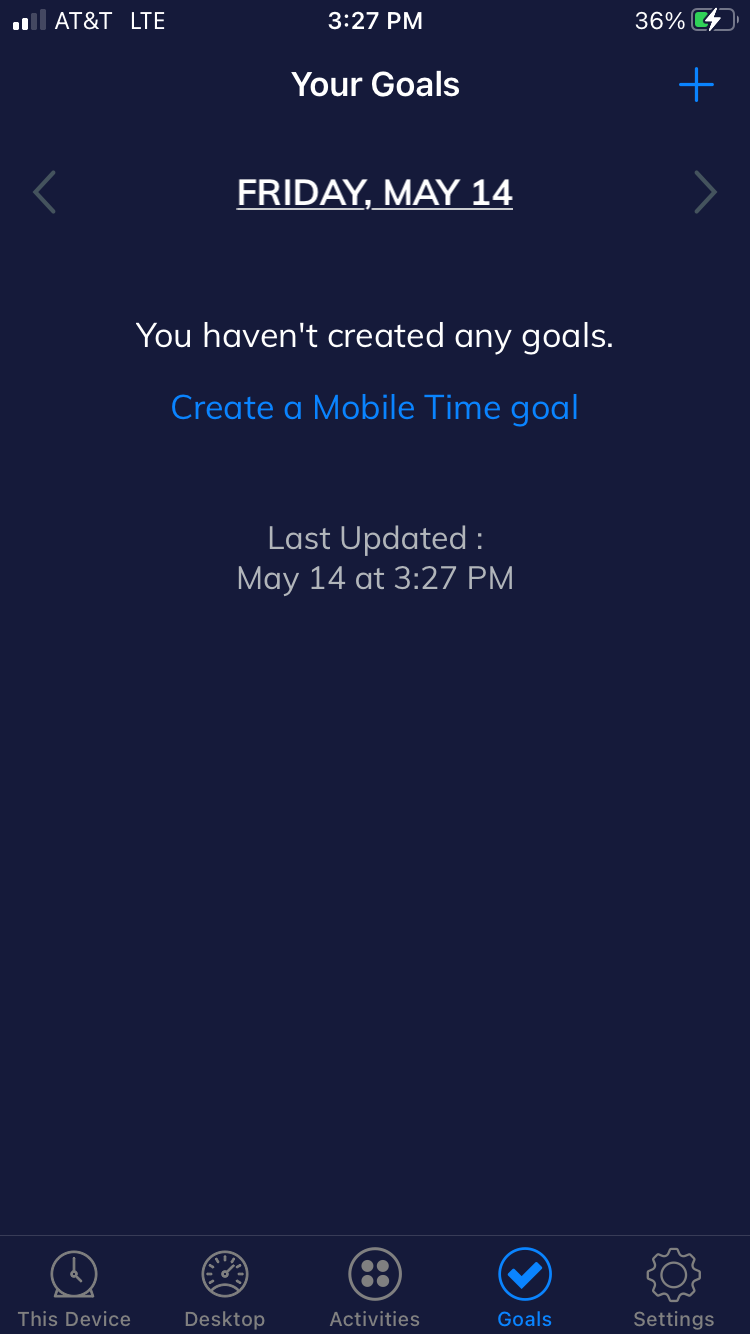 Setting goals in RescueTime app