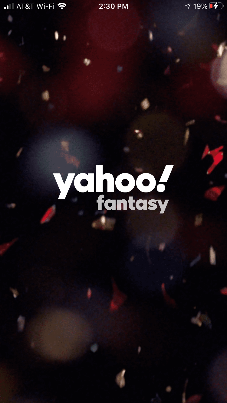 Opening screen of Yahoo fantasy football ap