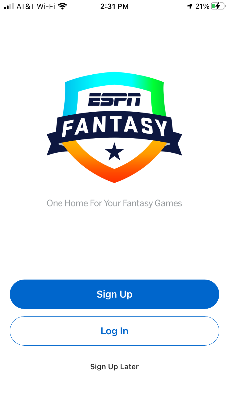 ESPN fantasy football start screen
